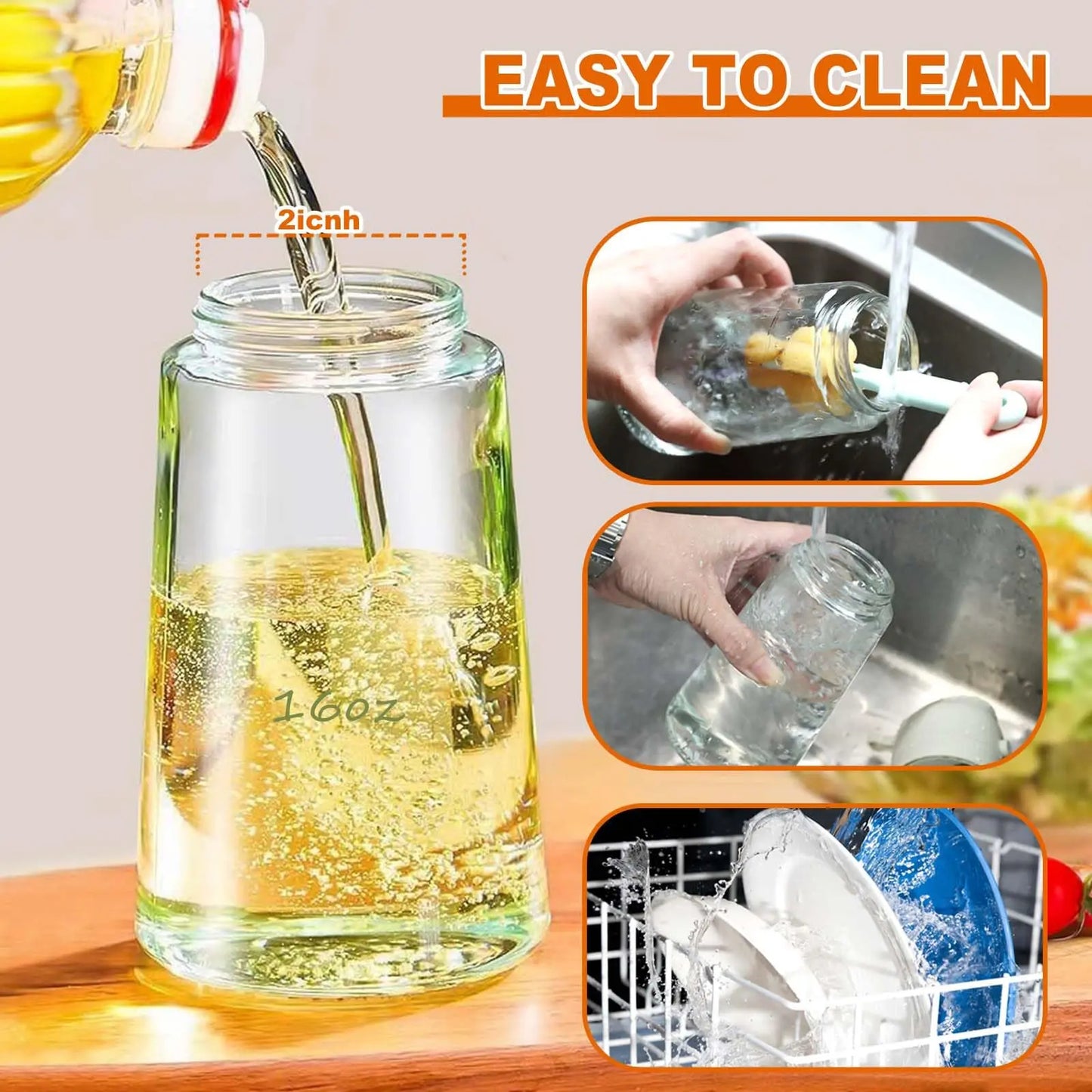 Kitchen Oil Spray Bottle Large Capacity Glass Oil Dispenser Dual-Use for Spraying Pouring Compatible with Olive Oil Soy Sauce